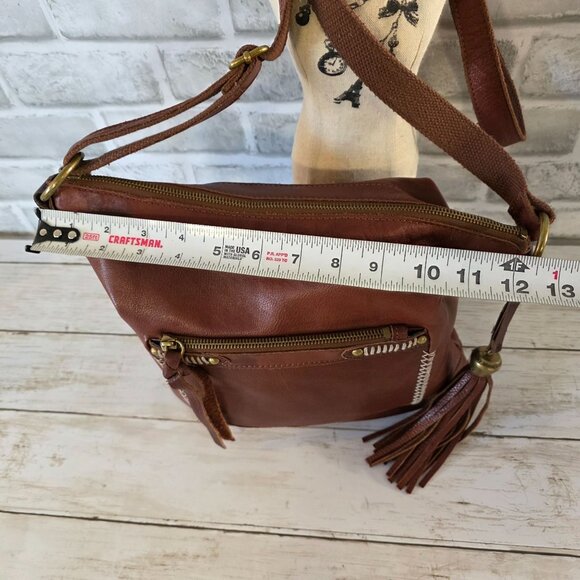 Lucky Brand Brown Leather Boho Slouchy Bag Crossbody Rustic Distressed - Picture 3 of 11
